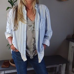 Ombre faded plaid boyfriend fit shirt